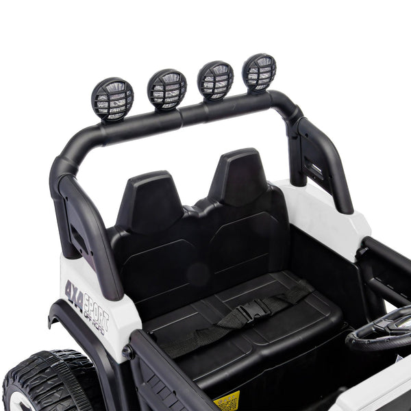 English Elm 24v Two Seat Kids Ride on Car with 4wd Motor Remote Control and Led Lights White W509P378204
