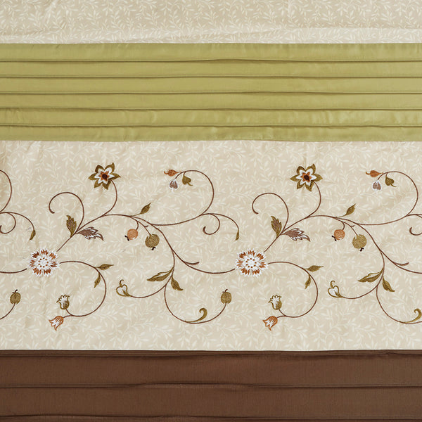 JLA Home Madison Park - Faux Luxurious Embroidered Floral Shower Curtain — Silky Finish, Machine Washable, Boutique Hotel Style Green MP70-1918