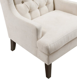 English Elm 1Pc Accent Chair - Elegant Button-Tufted Beige Upholstery With Foam Cushion For Stylish Comfort B011P287706