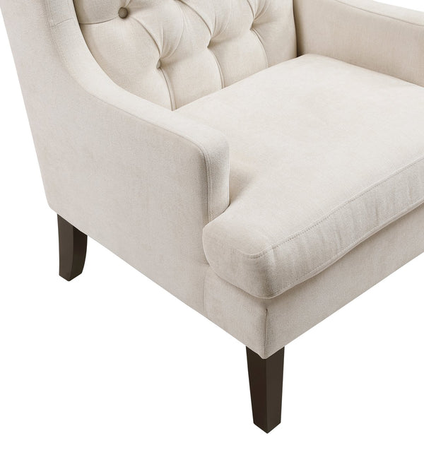 English Elm 1Pc Accent Chair - Elegant Button-Tufted Beige Upholstery With Foam Cushion For Stylish Comfort B011P287706