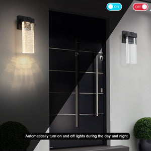 English Elm 2-pack Outdoor Led Wall Sconces Bubble Crystal Aluminum Dusk to Dawn Porch Lights W2312P415986