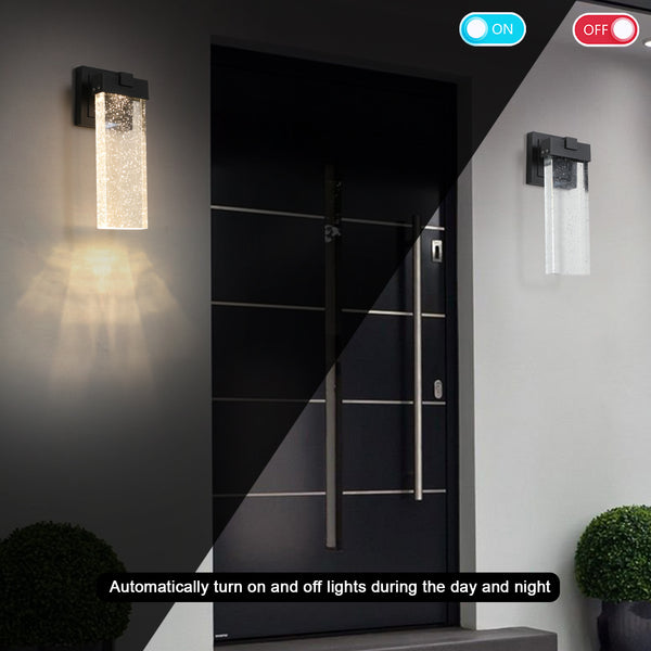 English Elm 2-pack Outdoor Led Wall Sconces Bubble Crystal Aluminum Dusk to Dawn Porch Lights W2312P415986