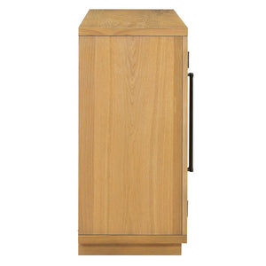 English Elm Trexm Arched Glass Door Buffet Sideboard Oak Veneer Storage Cabinet for Dining Room Natural Wood XW000021AAE-2026