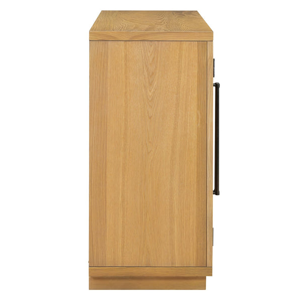 English Elm Trexm Arched Glass Door Buffet Sideboard Oak Veneer Storage Cabinet for Dining Room Natural Wood XW000021AAE-2026