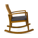 Christopher Knight Home® - Noble House - Colmena Outdoor Acacia Wood Rustic Rocking Chair With Cushion,Teak And Dark Gray