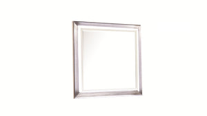 English Elm Desire LED-Lit White Frame Mirror with Polished Metallic Trim, Large Viewing Surface, Modern Chic G150109089
