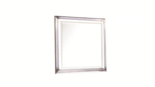 English Elm Desire LED-Lit White Frame Mirror with Polished Metallic Trim, Large Viewing Surface, Modern Chic G150109089