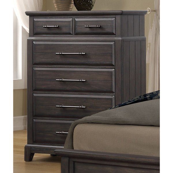 English Elm 6 Drawer Dresser with Book-Matched Veneers, Solid Wood & MDF, Side-Mounted Guides, Custom Hardware Mahogany 43 L x 20.75 W x 56.75 H B2699P238881