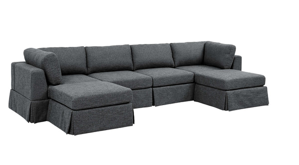 English Elm 6-Piece Upholstered Sectional Sofa - Versatile Modular Design For Cozy Family Spaces & Easy Maintenance B343S00017