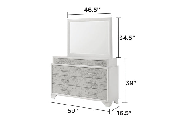 English Elm Soul Modern 5Pc Queen Bedroom Set With Usb Ports, Bluetooth Speakers & Elegant Marble Accents B009S01614-GIGA