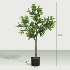 English Elm Potted Laurel Artificial Tree with 345 Peva Leaves Lifelike Indoor Greenery Decor T3971P390444