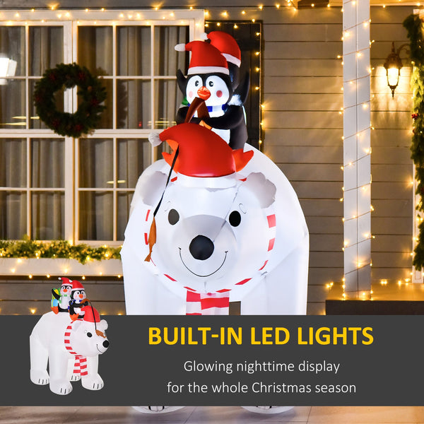 English Elm Homcom 7 Ft Inflatable Polar Bear & Penguins - Led Lighted Holiday Yard Decoration For Festive Cheer W2225P229401