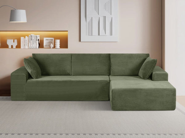 English Elm Cozyform Convertible Sectional Sofa - Soft Corduroy, No Assembly, Versatile Comfy Couch In Dark Green B2735P359710