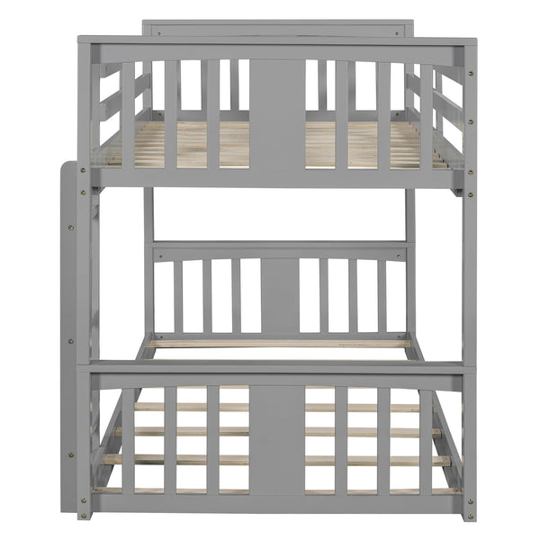English Elm Twin Over Kids Bunk Bed Solid Pine Frame Gray Finish with Safety Guardrail N708P242163E