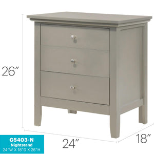 English Elm Chic Silver Champagne Nightstand with Zero Assembly, Compact 26"H x24"W x18"D, Durable Elegant Finish B078108305