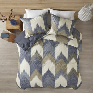 English Elm Full/Queen Alpine Duvet Cover Mini Set — 200TC Cotton Ikat Chevron, OEKO-TEX, Antimicrobial Finish B03596513
