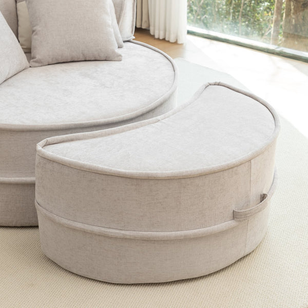 English Elm Oversized Chenille Barrel Lounge Chair with Ottoman and Five Throw Pillows W1170P283149