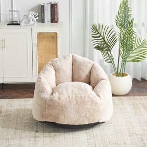 English Elm Christopher Knight Home® - Albi Velvety Beige Indoor Armchair-Style Bean Bag — Eco-Friendly Shredded Foam, Compact Cozy Accent N775P265487B