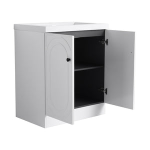 English Elm 30" Modern Freestanding Bathroom Vanity with Resin Sink, Soft-Close Doors, Adjustable Shelf, Durable Plywood Finish White W999S00271