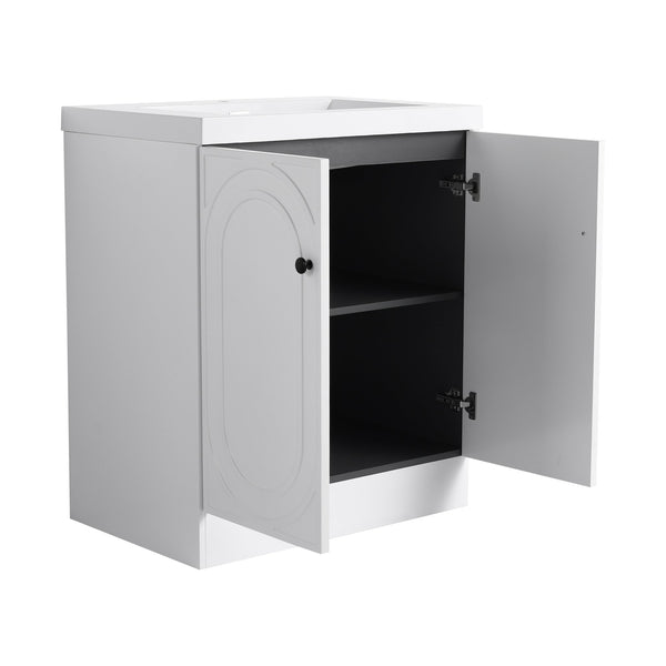 English Elm 30" Modern Freestanding Bathroom Vanity with Resin Sink, Soft-Close Doors, Adjustable Shelf, Durable Plywood Finish White W999S00271