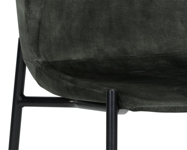 Sunpan ERIC Dining Chair - Stylish Nono Dark Green Upholstery with Mid-Century Design & Modern Comfort 107512