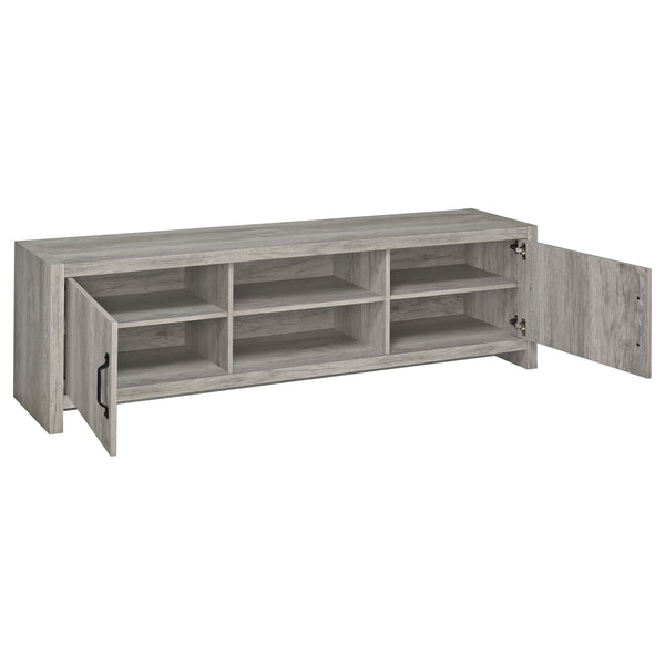English Elm Conifer 71" Grey Driftwood TV Stand - Low Wide Engineered Wood Console with Hidden Shelves & Open Center for Organized Living Rooms B062P375401
