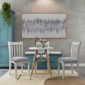 English Elm AGODY White Dining Chairs Set of 2 with Grey Cushions, Solid Wood Back, Comfortable High-Back Seats W2170P208375