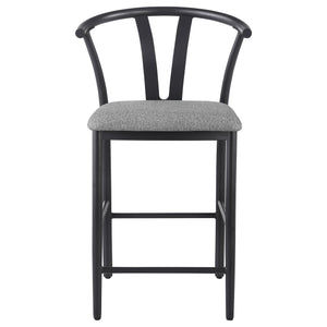 English Elm Tazman Wishbone Inspired Counter Stools Set of Two Grey Fabric Mid-century Dining B062P441114