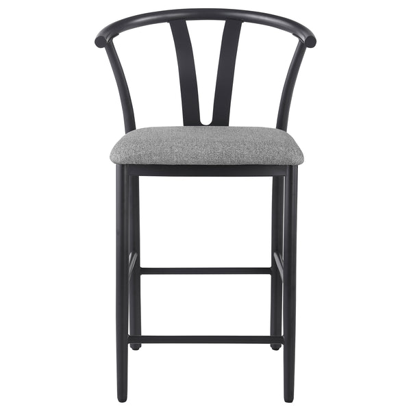 English Elm Tazman Wishbone Inspired Counter Stools Set of Two Grey Fabric Mid-century Dining B062P441114