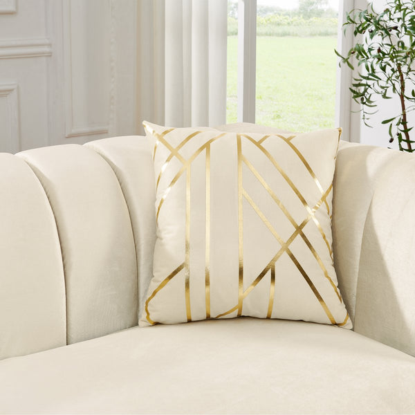 English Elm 81" Tufted Velvet Chesterfield Sofa with Gold Steel Legs for Elegant Living Rooms Beige W1191S00062