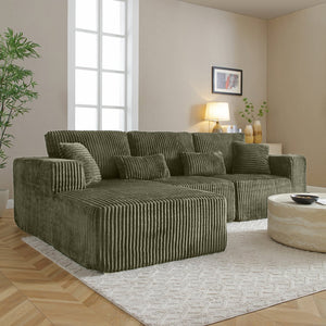English Elm 109'' Modular Cloud Sectional Corduroy L-shape Deep Seat Sofa for Living Room W1117S00308