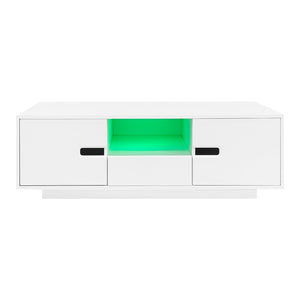 English Elm Vibe Modern High Gloss Rectangle Coffee Table With Storage & 16-Color Led Lights For Stylish Living Room N724P294656K-GIGA