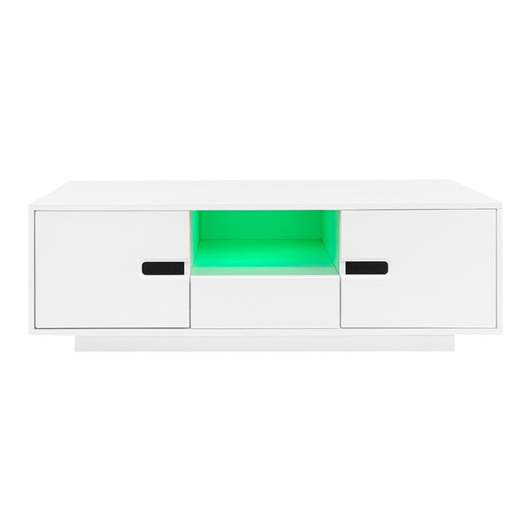 English Elm Vibe Modern High Gloss Rectangle Coffee Table With Storage & 16-Color Led Lights For Stylish Living Room N724P294656K-GIGA