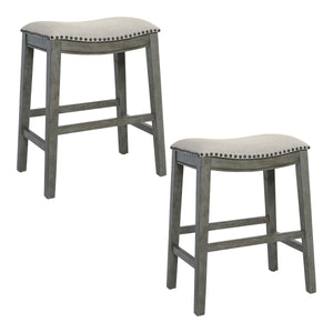 OSP Home Furnishings 24" Saddle Stool - Set of 2 Grey / Antique Grey
