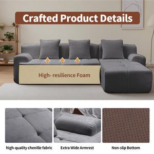 English Elm Modern Modular Sectional Sofa - L-Shaped Chaise Lounge, Plush Corduroy, No Assembly, Deep Comfort W3737S00002