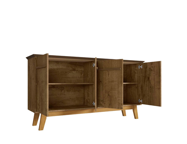 English Elm Yonkers 63" Sideboard with Soft-Close Doors and Removable Shelf, Beveled Top & Solid Wood Legs Rustic Brown B365P398257