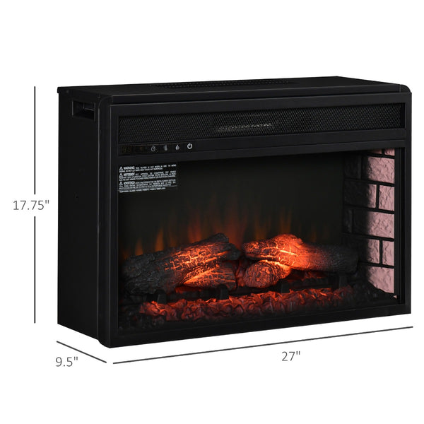 English Elm Retro Recessed Electric Fireplace Insert with Log Ember Glow and Remote Control T3971P416198