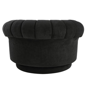 English Elm Swivel Barrel Accent Chair Chenille Tufted Round Club Seat for Living Room Lounge Black N719S002280B