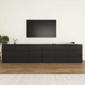 English Elm 9 Drawer Matte Black Dresser Push Open Handleless Design Wide Bedroom Storage Chest W409P334005