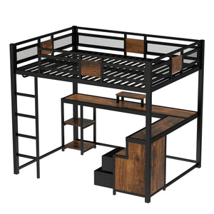 English Elm Double Twin House Bed Pine Wood Frame Kids Playhouse Bunk with Storage Drawers W5305S00005