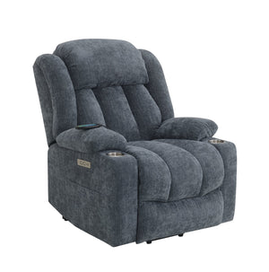 English Elm Blue Power Lift Recliner Chenille with Heat, Massage & Lift Assist — Remote Control, Plush Comfort B062P215447