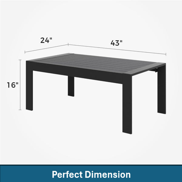 English Elm 4-piece Outdoor Cast Aluminum Conversation Set Resort Style Patio Seating with Wpc Table Blue B082S00093