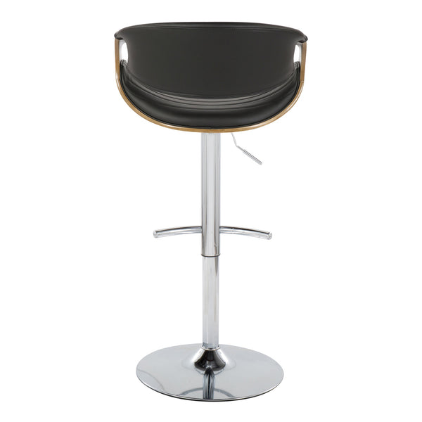 English Elm Mid-century Tufted Faux Leather Swivel Barstools with Chrome Base Set of 2 B202S01020