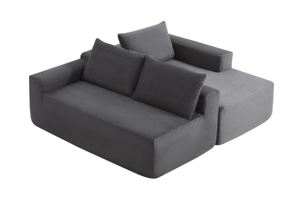 English Elm 105.7"cloud U-shaped Sectional Plush Corduroy Sofa Deep Seat Lounge for Living Room W3975S00023