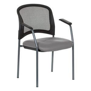 OSP Home Furnishings Progrid Mesh Back Stackable Chair with Titanium Frame for Conference Rooms Stratus 86710R-R103