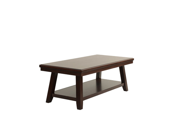 English Elm New Walnut Finish 1pc Coffee Table with Open Shelf, 47"x24" Modern Walnut Veneer Top & Solid Legs B011P396185