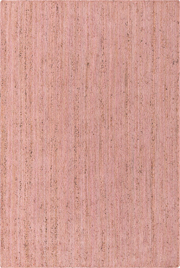 Unique Loom Braided Jute Dhaka Hand Braided Solid Rug Light Pink,  6' 1" x 9' 0"