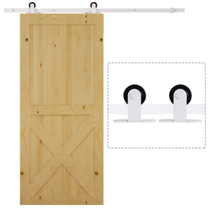 English Elm Homcom Farmhouse Sliding Barn Door Track Kit Carbon Steel Rail for Two Doors W2225P217967