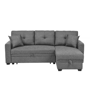 English Elm 76.5" Convertible Sectional Sleeper Sofa with Chaise and Hidden Storage Compartment Gray B355S00012