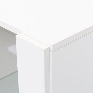 English Elm Storage Cabinet with Aluminum LED Strip Light and Glass Shelves Wall or Floor Mount Space-Saver W331P251042